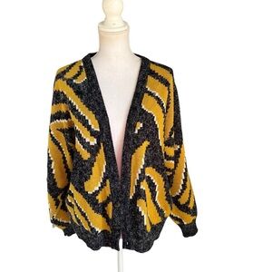 Vintage Santana LTD Gray and Gold Pattern Cardigan
